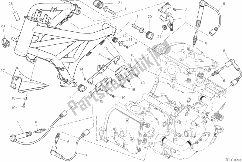 Todas as partes de Quadro, Armação do Ducati Monster 1200 R 2019